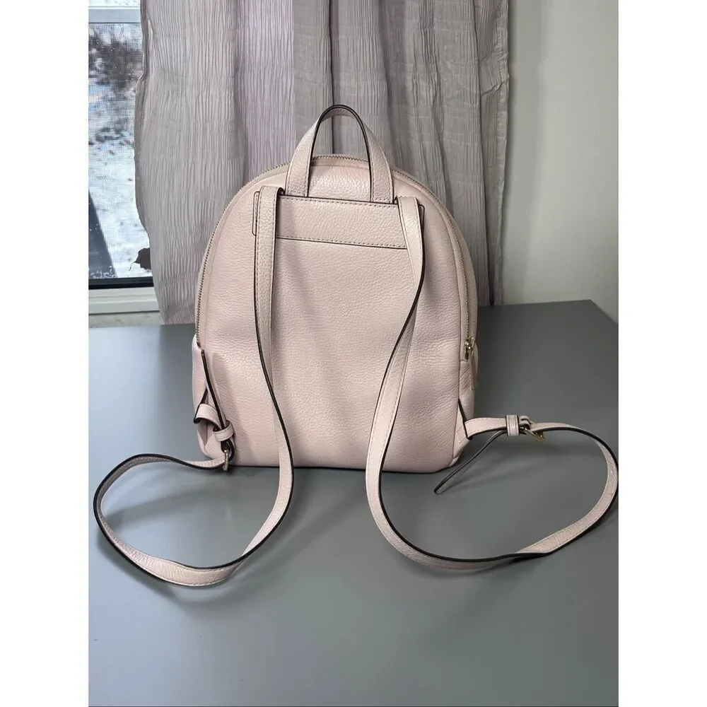 Michael Kors Medium Studded Pebbled Leather Backpack powder blush ballet pink